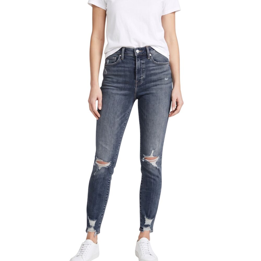 👖 Good American High Rise Distressed Skinny Jeans Size 4/27 Streetwear Edgy